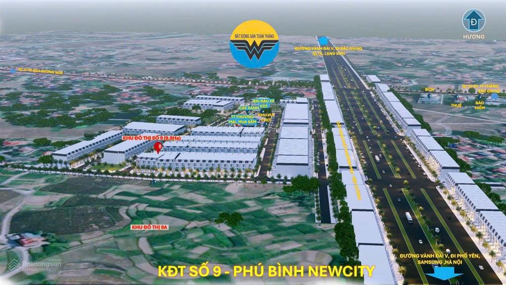 Đất khu đô thị 9, đất lõi trung tâm hành chính, công nghiệp của xã phú bình