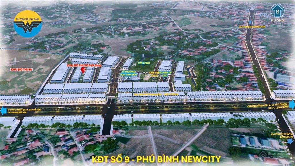 Đất khu đô thị 9, đất lõi trung tâm hành chính, công nghiệp của xã phú bình