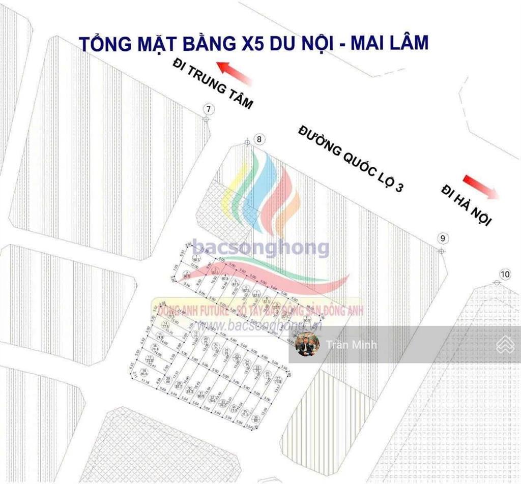 Đất đấu giá x5 du nội mai lâm, đông anh đường ô tô tránh, vỉa hè rộng, hạ tầng chuẩn khu đấu giá