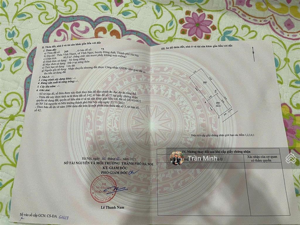 Chủ chuyển công tác cần bán lô đất 2 mặt tiền thoáng  thôn vĩnh thanh  xã vĩnh ngọc cũ  hà