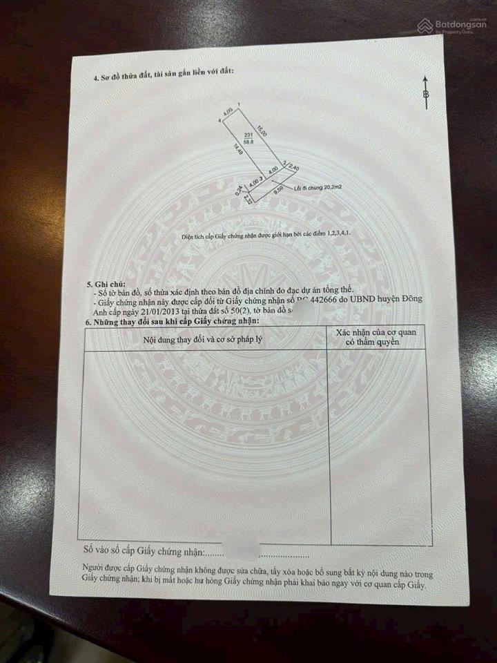 Lô đất hiếm trung tâm lê xá, đông anh giá đầu tư diện tích 58,8m mặt tiền 4m .