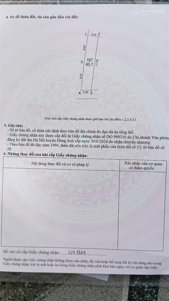 Khách nhờ bán gấp mảnh đất thôn hội phụ , xã đông hội đông anh hn . giá 5.460 tỷ. diện tích 60.8m2.