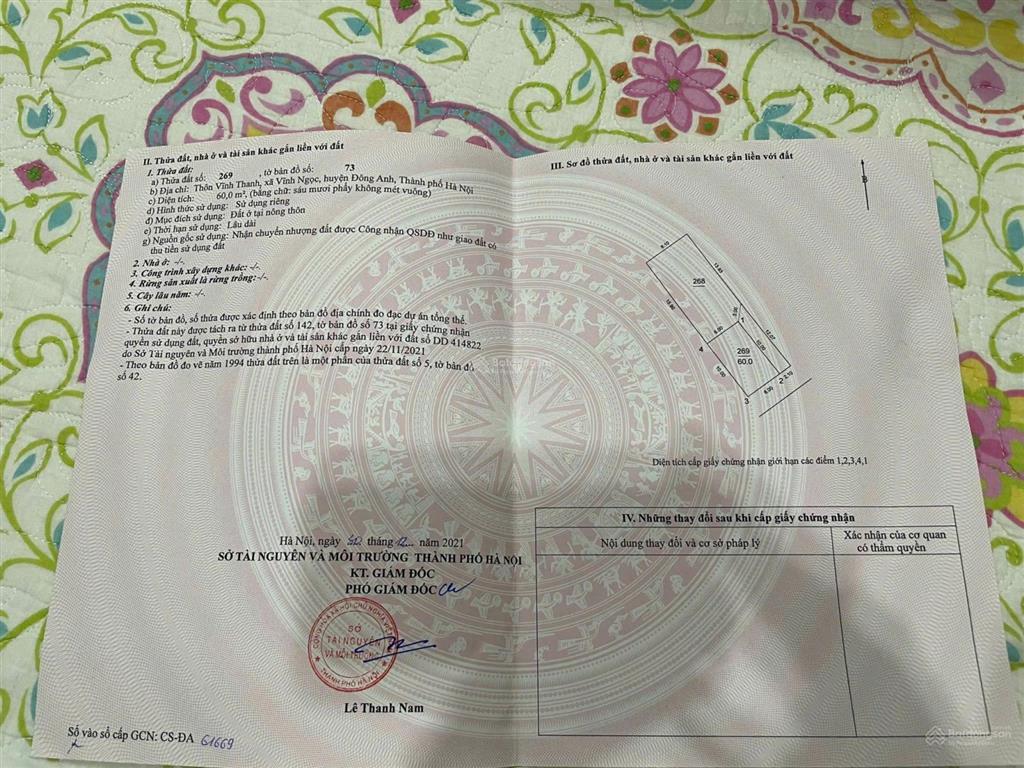 Chính chủ cần bán nhanh lô đất đẹp 2 mặt thoáng vĩnh thanh vĩnh ngọc đông anh. hn.