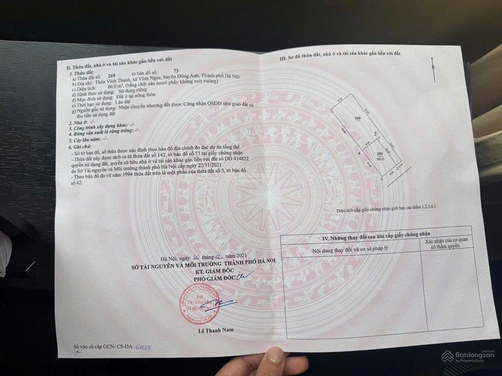 Chính chủ cần bán nhanh 01 lô đất đẹp tại vĩnh thanh vĩnh ngọc đông anh diện tích 60m