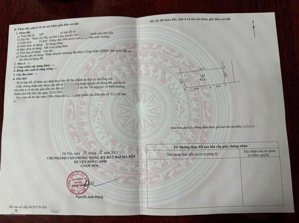 Bán mảnh đất đẹp ô tô đỗ cửa lộc hà, mai lâm, đông anh vị trí đẹp lộc hà mai lâm