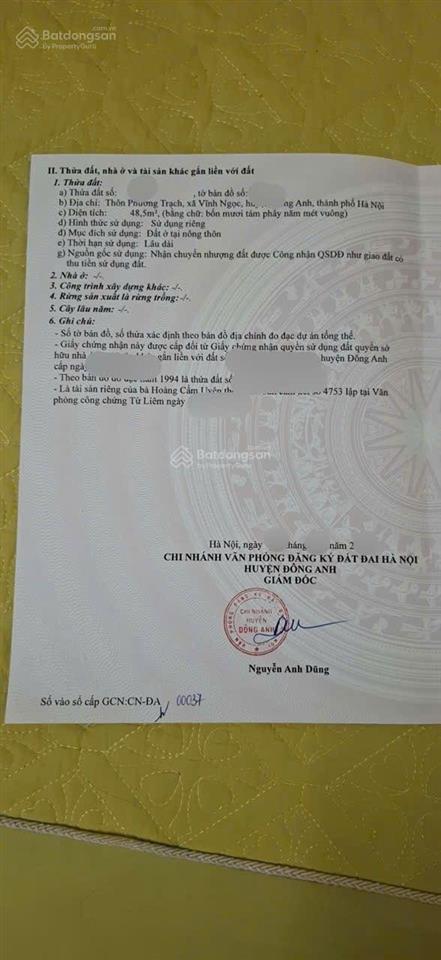 Bán đất phương trạch, vĩnh thanh, hà nội sát thành phố thông minh cách cầu nhật tân