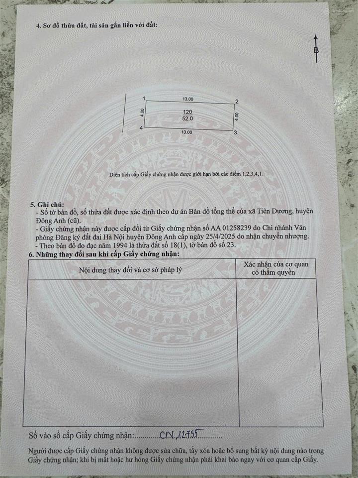 Chính chủ nhờ bán đất phúc thịnh đông anh hà nội giá 4,8 tỷ lô đất đẹp, đường nhựa,