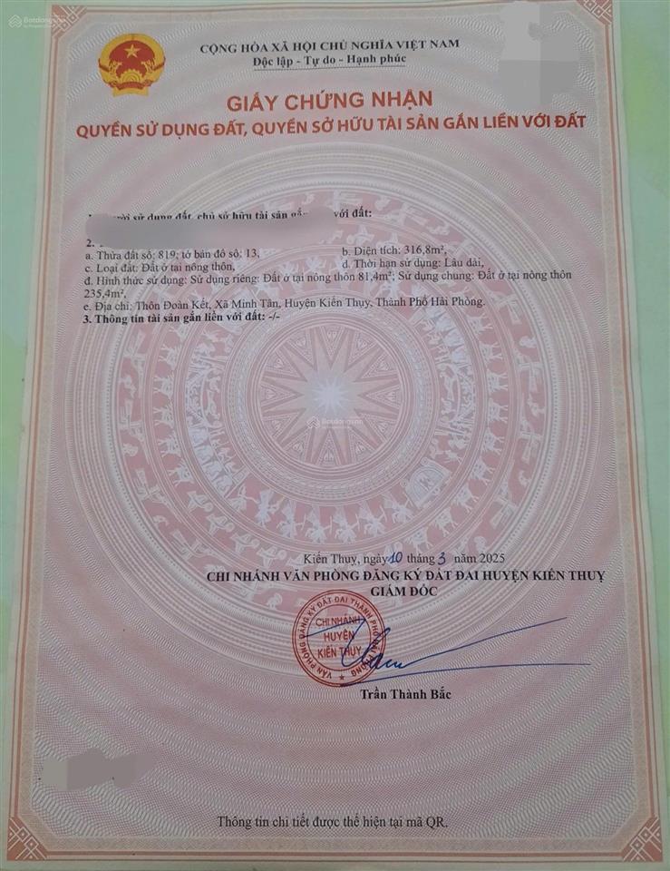 Lô đất tại minh tân  kiến thụy đèn cao áp sáng như chung cư  diện tích 81.4m2 đường 4m