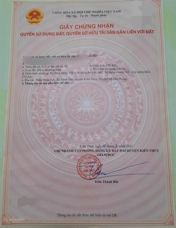 Lô đất tại minh tân  kiến thụy đèn cao áp sáng như chung cư.  diện tích  81.4m2 đường 4m
