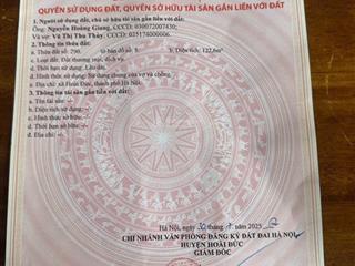 Hot dịch vụ 122.6m2 khu 16.32ha di trạch hoài đức giá đầu tư