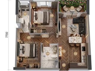 Cho thuê căn hộ 60m2 giá 9tr toà mới mizuki park