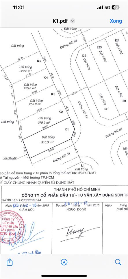 Bán lô đất góc 2 mặt tiền kdc long thới nhà bè dt 310m2 sổ cầm tay xây dựng ngay giá 32tr/m2