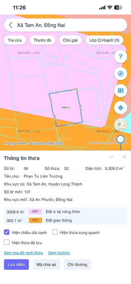 Bán đất nông nghiệp dt 3.309m2 mặt tiền đường song hành cao tốc long thành, sổ hồng, giá 12 tỷ
