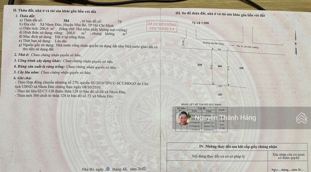 Bán đất thổ cư khu dân cư hiện hữu xây dựng tự do đường lê văn lương dt 200m2 sổ riêng giá 6 tỷ