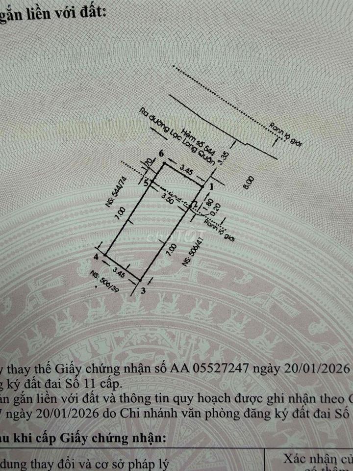 544/72 lạc long quân p5 q11 hẻm xe hơi 8m 3 lầu giá 4,9 tỷ 🌹 1 %