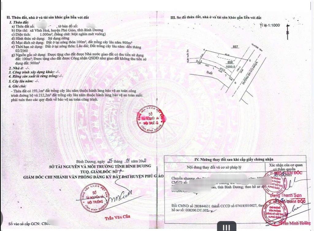 Bán lô đất sào hơn 1000 m, 100 thổ cư, vĩnh hòa, phú giáo, bình dương,mặt đường dh513, mặt tiền 30m