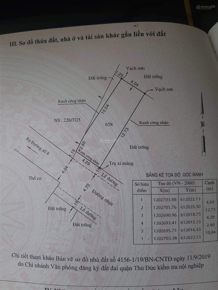 Bán đất thổ cư phường linh xuân, tp. thủ đức hẻm ô tô đường số 8 54.4m giá 4.1 tỷ