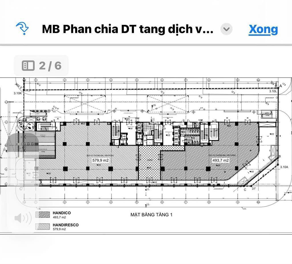 Cho thuê 600m2 sàn thương mại tầng 1 handico 33 lê văn lương