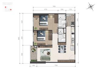 Cần bán gấp căn hộ 2pn dt 78m² a&t sky garden