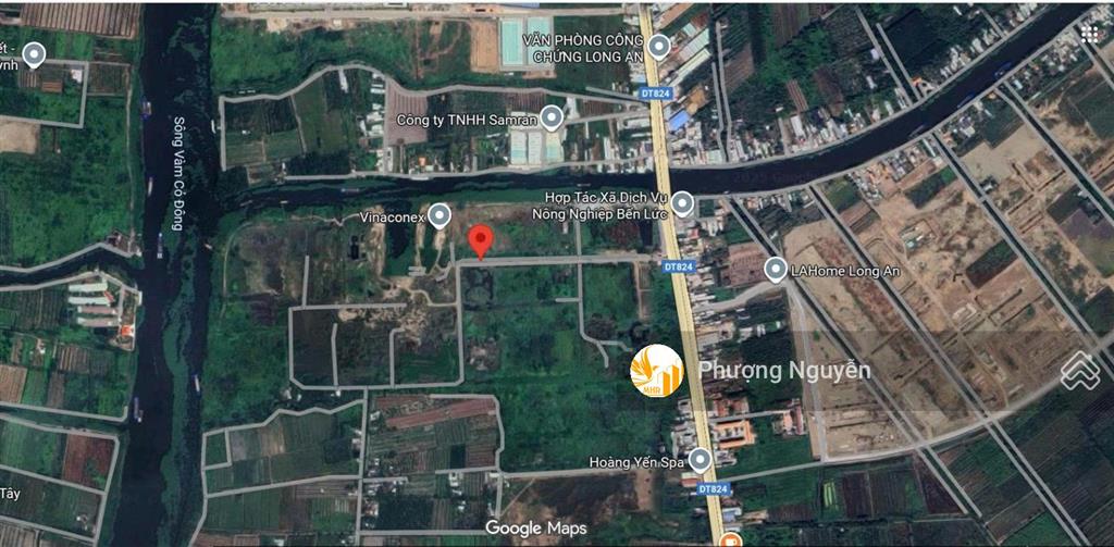 900tỷ hơn 48ha đất skc 2 mặt tiền đt824 & sông vàm cỏ, logistics và cụm cn, bến lức la, hcm 25km