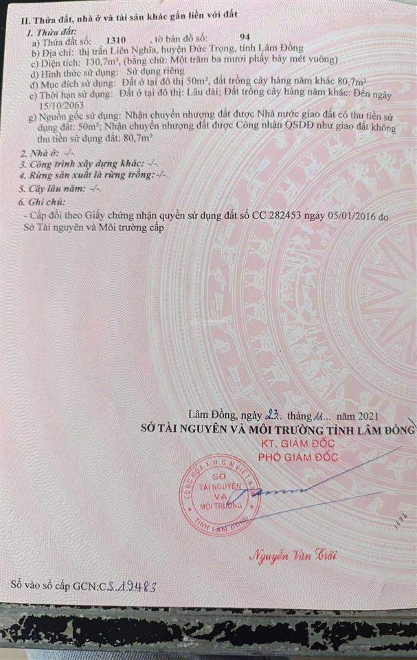 Bán đất thổ cư giá rẻ chỉ 1,25 tỷ, gần chợ liên nghĩa, sân bay liên khương xã đức trọng, lâm đồng