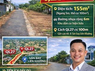 Bán đất thổ cư xã hiệp thạnh, giá sốc 1,25 tỷ, vị trí vàng gần chợ, ql 27 & sân bay liên khương