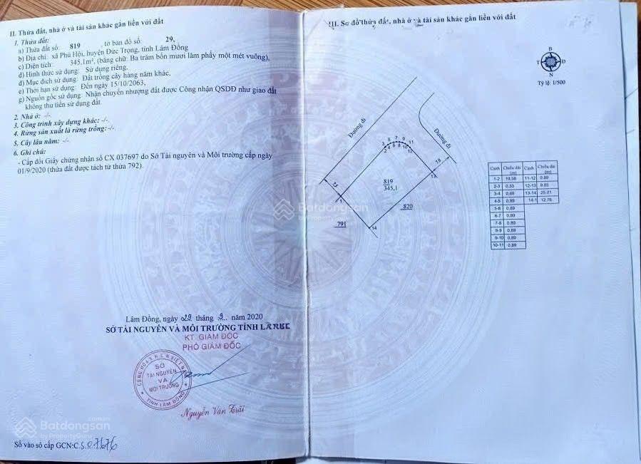  345m full thổ cư, 2 mặt tiền, ngang 12,75m nở hậu 13,5m, gần ql20 giá 4 tỷ. cách sân bay 8 km)