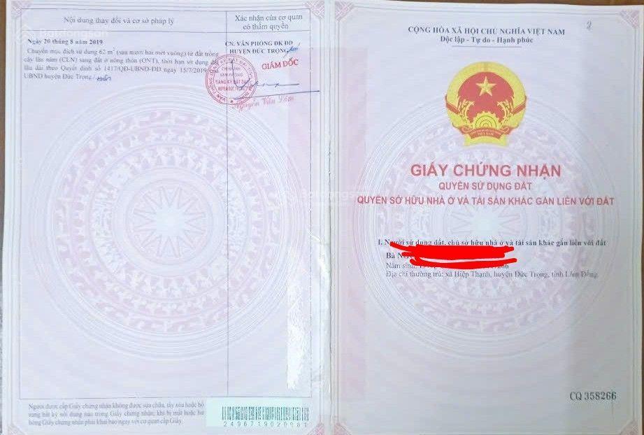 Đất giá rẻ 1,25 tỷ tại hiệp thạnh  lâm đồng dt 143 m, cách ql 27 chỉ 100m, cách chợ chỉ 400m