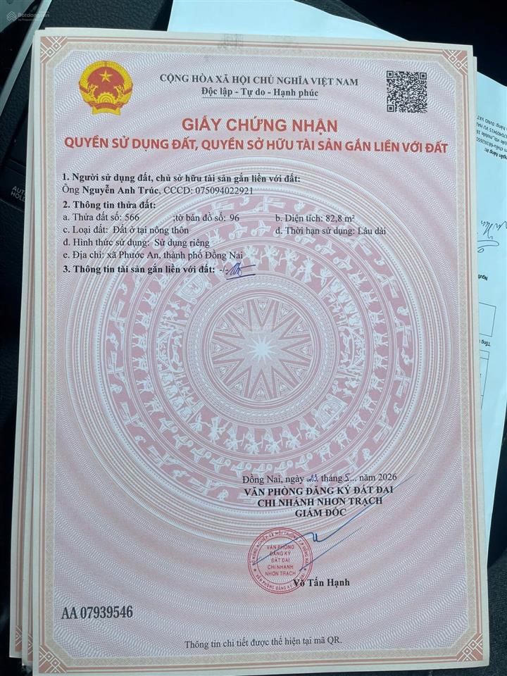 Đất nền phước an full thổ cư gần sát ubnd xã và cụm trường học giá chỉ 1 tỷ đồng