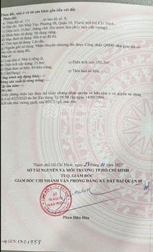 Chính chủ bán nhà nhật tảo  trung tâm tp. hcm  giá tốt chỉ 15.5 tỷ