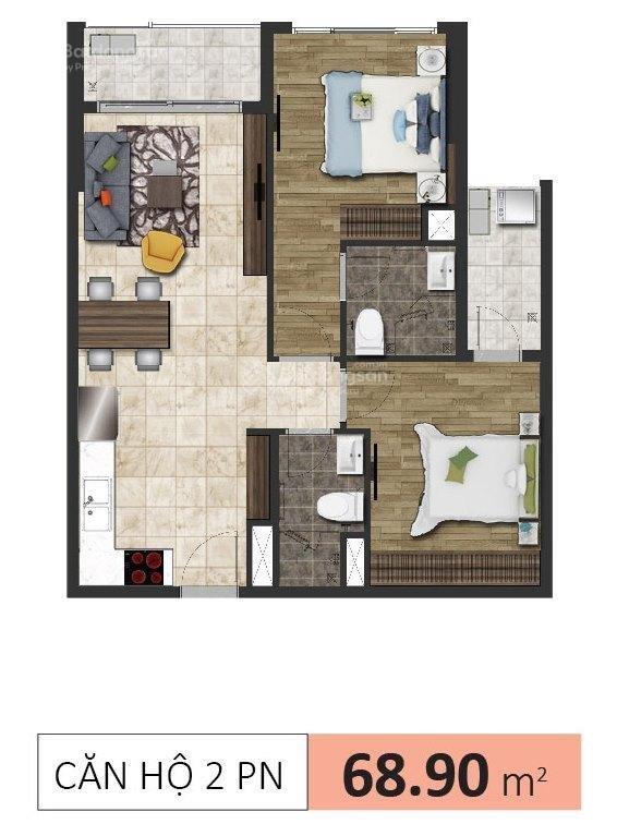 Chính chủ cần bán, 5,980 tỷ bao phí, 2pn 2wc chung cư golden mansion