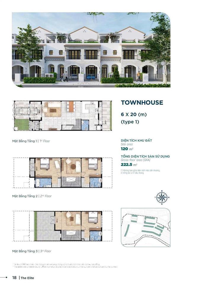 Nhà phố elite 2 giá tốt full 7,5 tỷ dt đất 6x20, dtsd 222,5m2, vị trí xẻ khe, view sông đồng nai