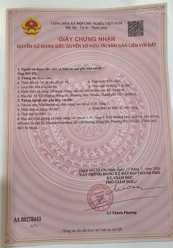 Orchard garden chỉ 5,1 tỷ bao sang sổ hồng, studio 50m có ban công rộng view siêu đẹp