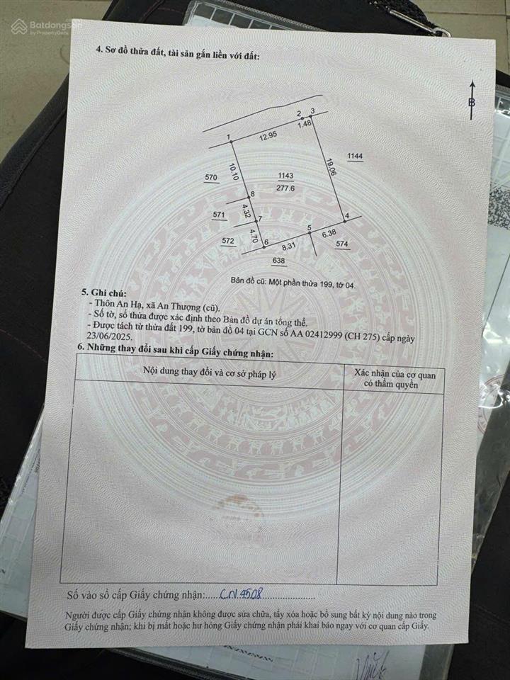 Bán đất thổ tại xã an thượng, hoài đức, hà nội 79 triệu/m2, 277m2 quá đẹp để xây dựng ccmn
