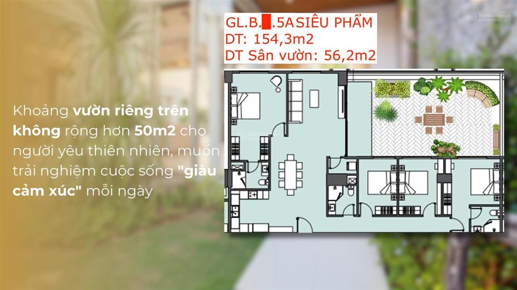 Quang vinh độc quyền căn hộ 4pn tặng kèm sân vườn 56m2 lớn nhất dự án masteri grand view