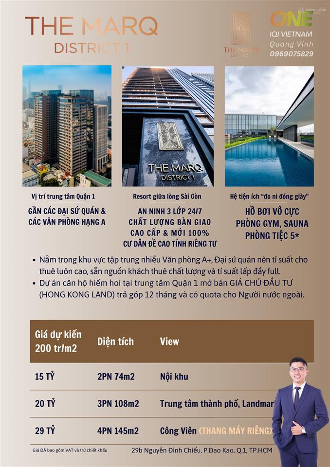 Quang vinh độc quyền căn hộ 3pn the marq quận 1 | view công viên | giá chỉ 22,9 tỷ