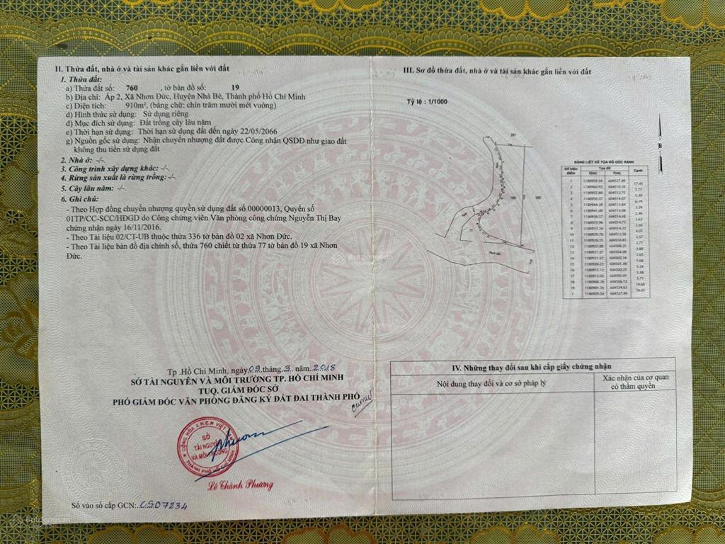 Bán đất nguyễn bình, nhà bè gần cầu bà sáu quy hoạch khu dân cư