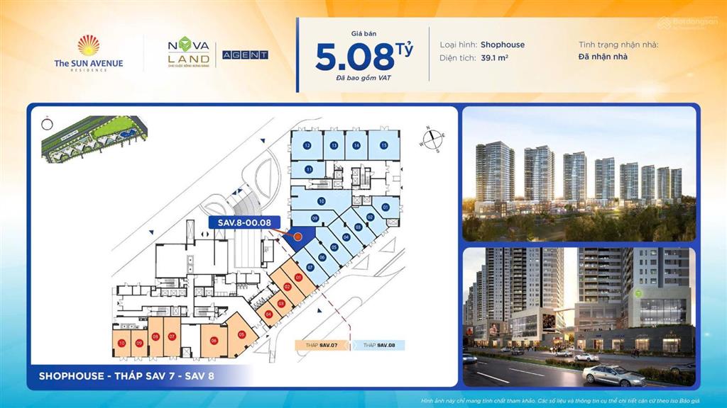 Căn shophouse the sun avenue giá chỉ 130tr/m2 mai chí thọ