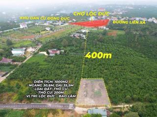 Đất sào lộc đức, cách chợ mới 400m. đường nhựa dt 1000m2 có 200m2 thổ. ngang 30,6mx35,5m hạ bán lỗ