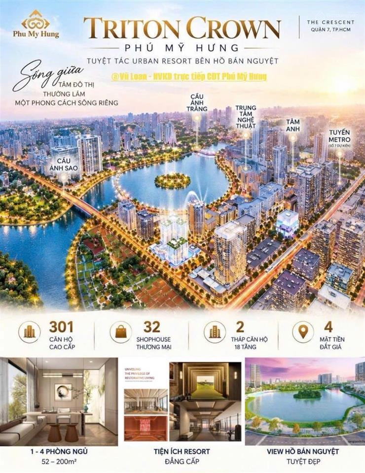 Phòng kinh doanh phú mỹ hưng chính thức giới thiệu căn hộ triton crown kiệt tác bên hồ bán nguyệt