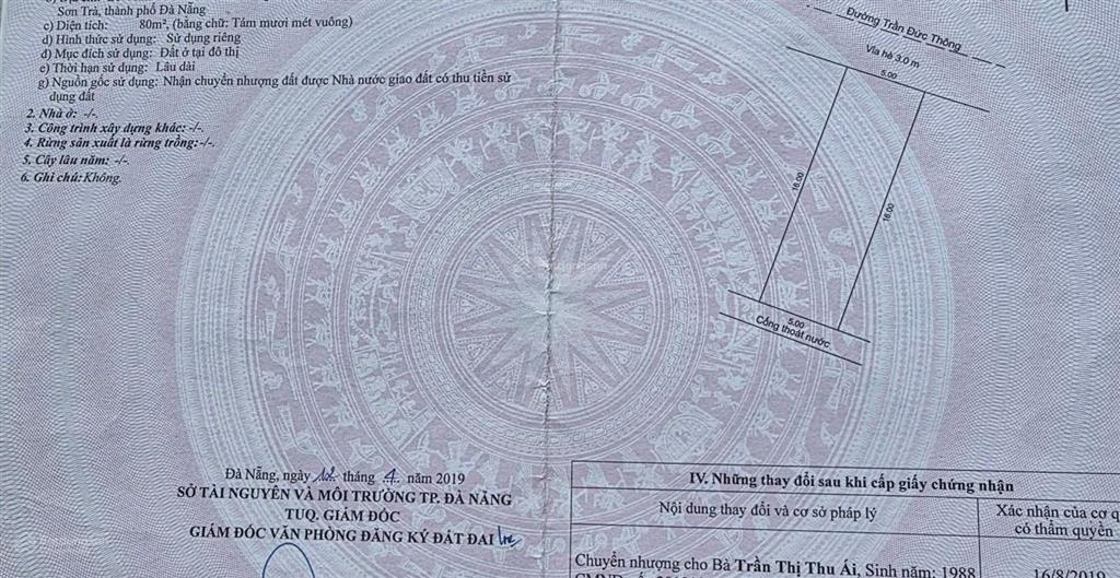 Bán lô đất mặt tiền trần đức thông sát toà tháp đôi suncosta vương thừa vũ, sơn trà