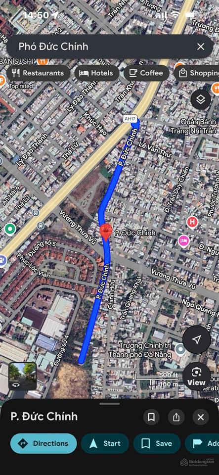 Bán đất mặt tiền phó đức chính sát vương thừa vũ sơn trà 100m2 giá 11,8 tỷ tl