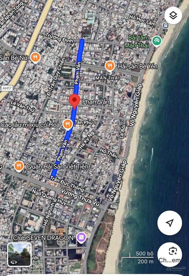 Bán lô đất biển đường phạm vấn, quận sơn trà 115m2 giá 13,5 tỷ