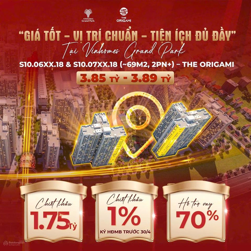 Cam kết giá thật 100% từ giỏ hàng độc quyền căn hộ origami cđt, giá 3,9ty căn 2pn+ sẵn sổ bàn giao