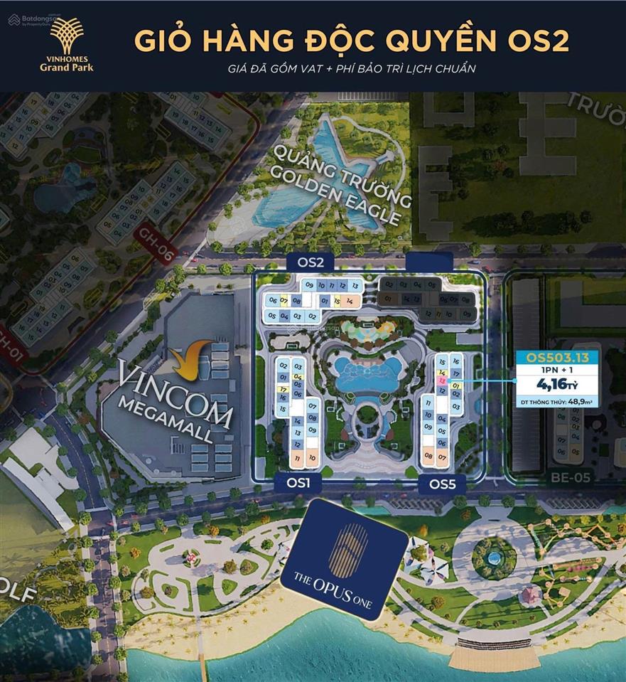 Độc quyền 1pn+ the opus one view trực diện hồ bơi, sẵn sàng giao nhà ngay giá 4,1ty