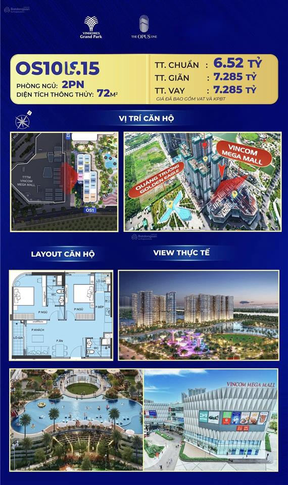 Nổi bật 2pn the opus one view công viên ánh sáng 36ha, sẵn sàng giao nhà ngay giá 6,5 tỷ