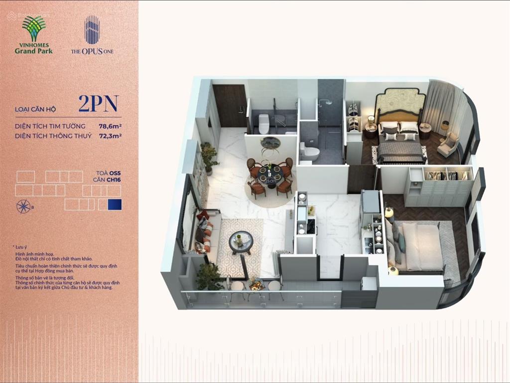 Bán căn 1pn+ the opus toà os5, 55m2, view hồ bơi, giá 4,1ty nhận nhà ở ngay, mua trực tiếp cđt