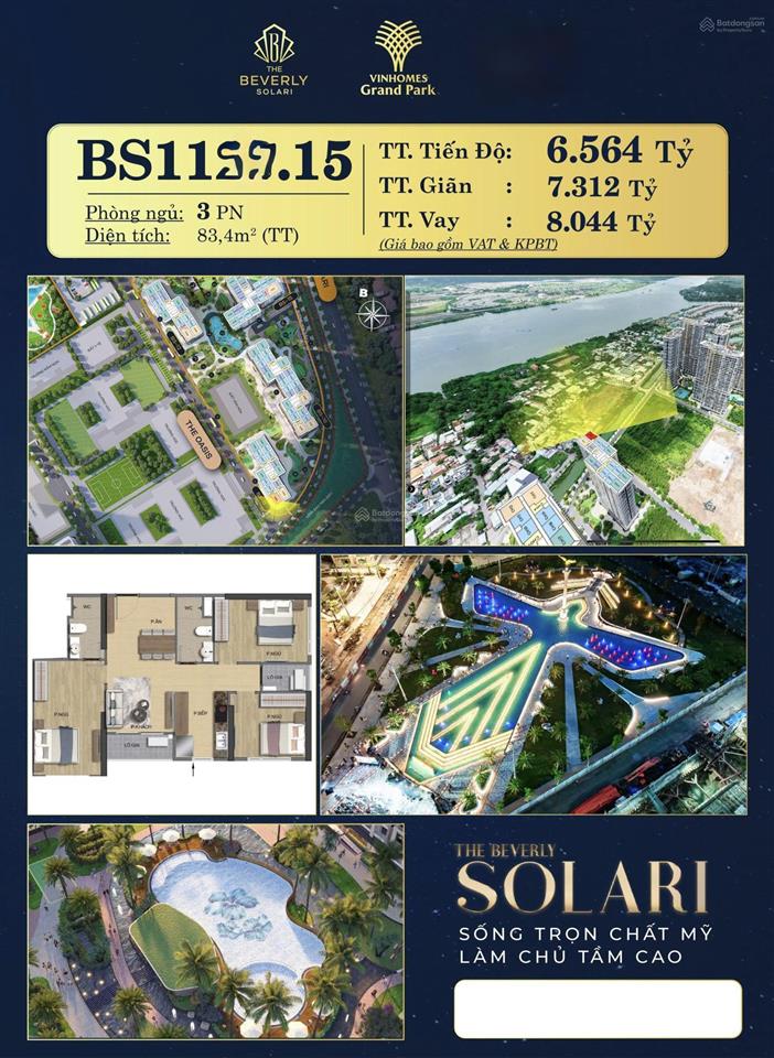 Bán căn 3pn toà bs16 the beverly solari  vinhomes grand park, giá 5,8 tỷ ký trực tiếp cđt