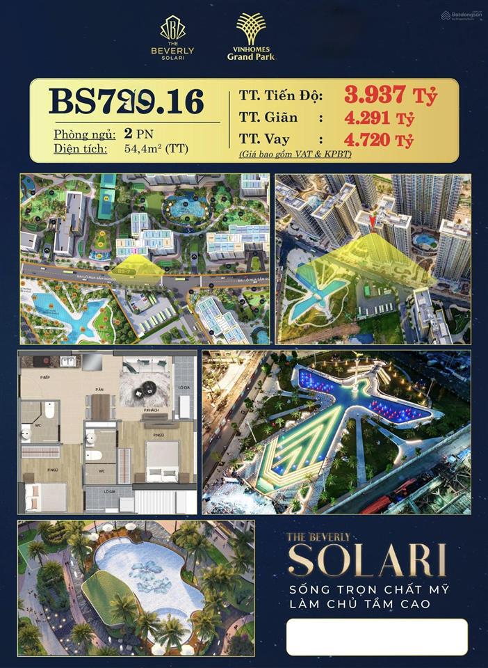 Bán căn 2pn toà bs7 the beverly solari  vinhomes grand park, giá 3,9ty ký trực tiếp cđt