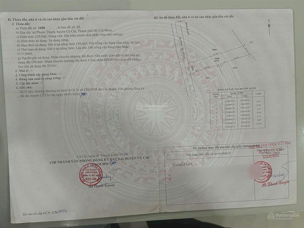Kẹt tiền cần bán gấp lô đất mặt tiền đường tỉnh lộ 7, xã phước thạnh cũ (thái mỹ mới) củ chi